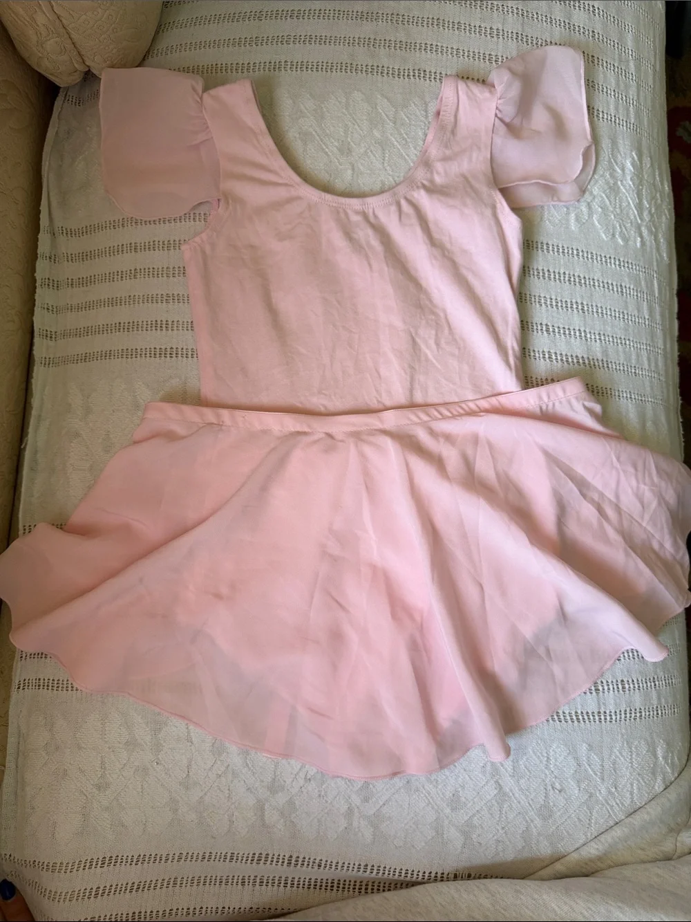 Stelle Pink Leotard with Puff Sleeves and adjustable skirt wrap
